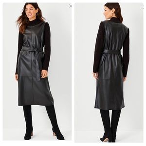 Ann Taylor Faux Leather Mixed Media Sweater Dress